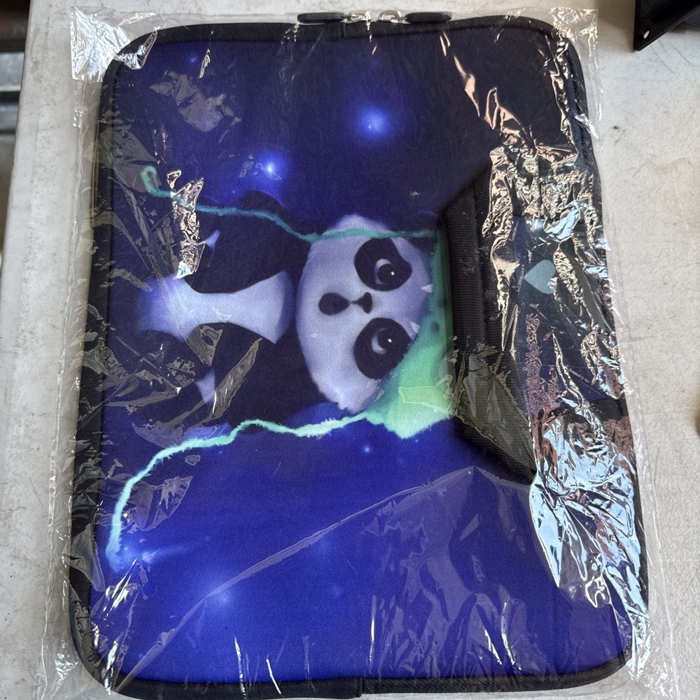 Neoprene Tablet Sleeve Baby Panda Frog Hat with shoulder strap Purple Black